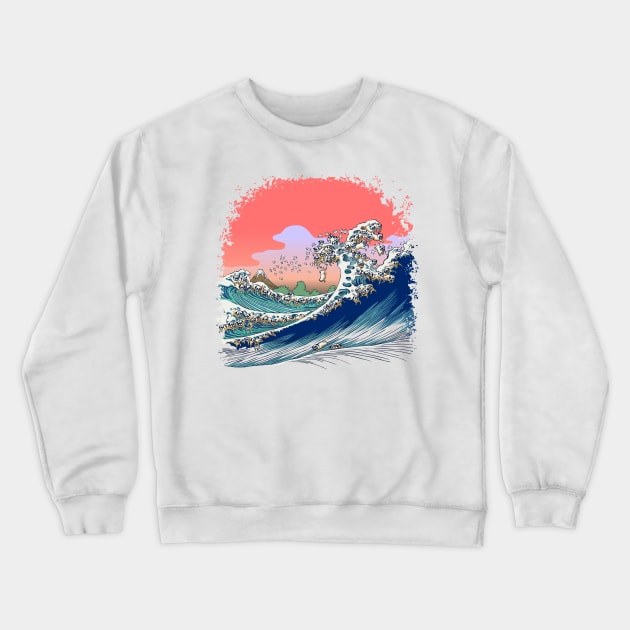 Fuji at Sea of Pugs Crewneck Sweatshirt by huebucket